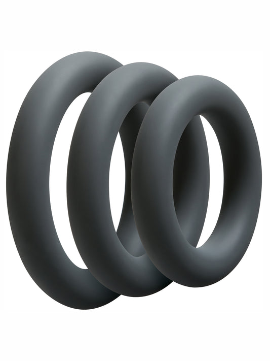 Doc Johnson - OptiMALE Thick 3 Cockring Silicone Set Slate Gray