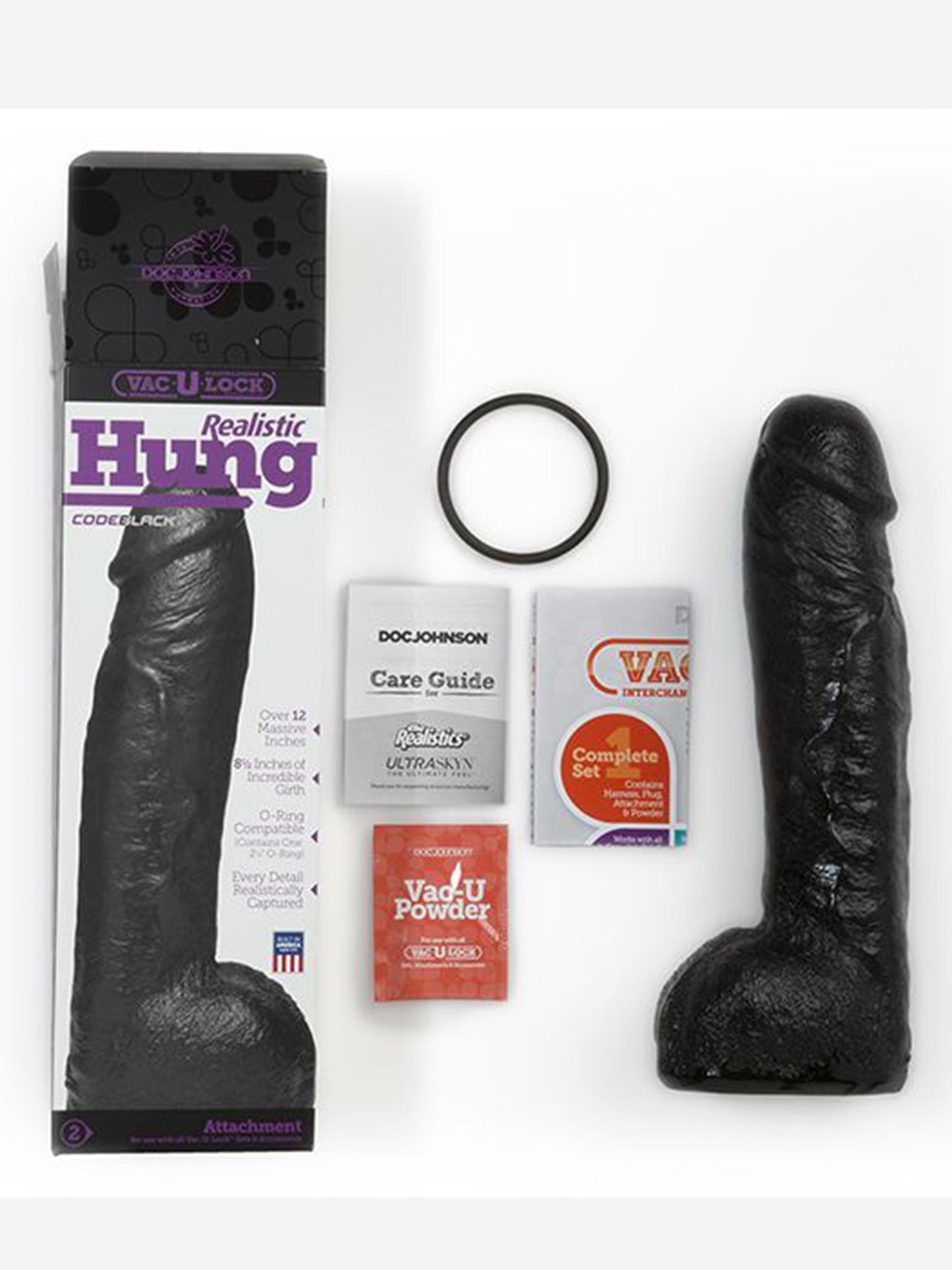 Doc Johnson - Vac-U-Lock Realistic FIRMSkyn Hung Dildo Black 12.5 in. / 31.8 cm