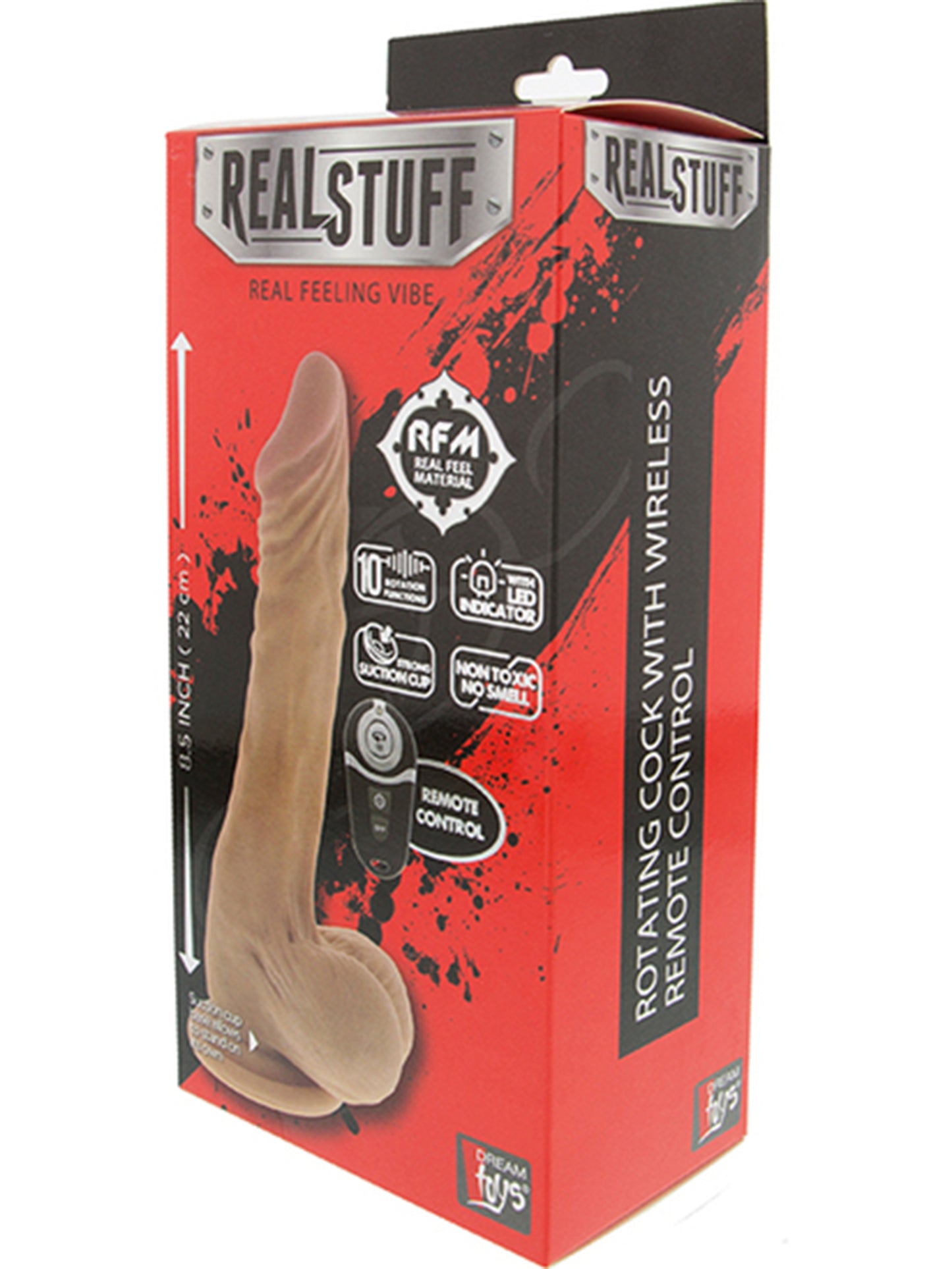 RealStuff - Real Feel Realistic Dildo Rotating Remote Vibe 22 cm
