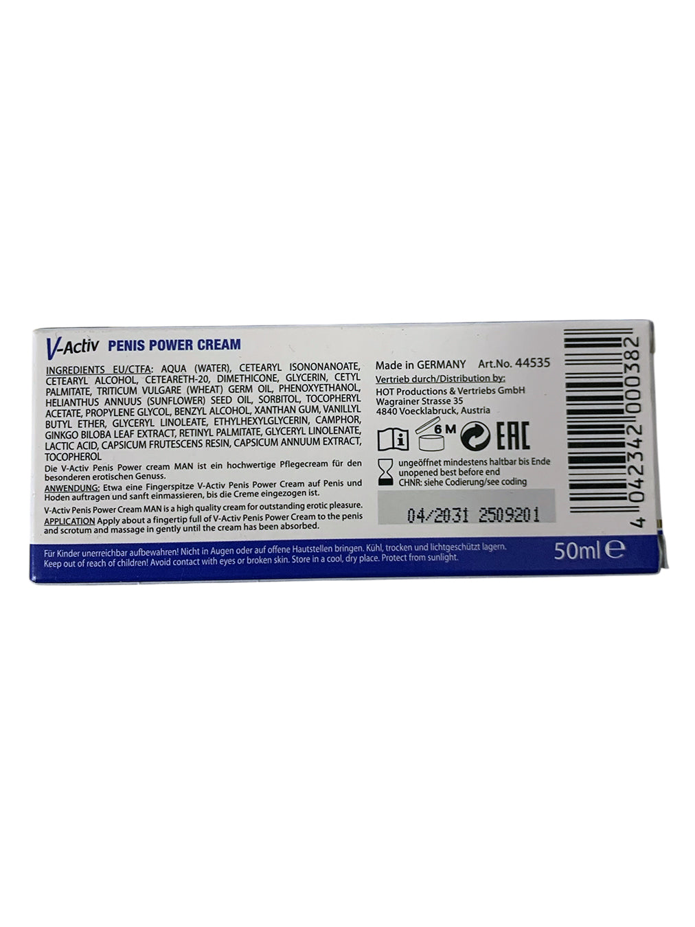 HOT - V-Activ Man - Penis Power Cream 50 ml