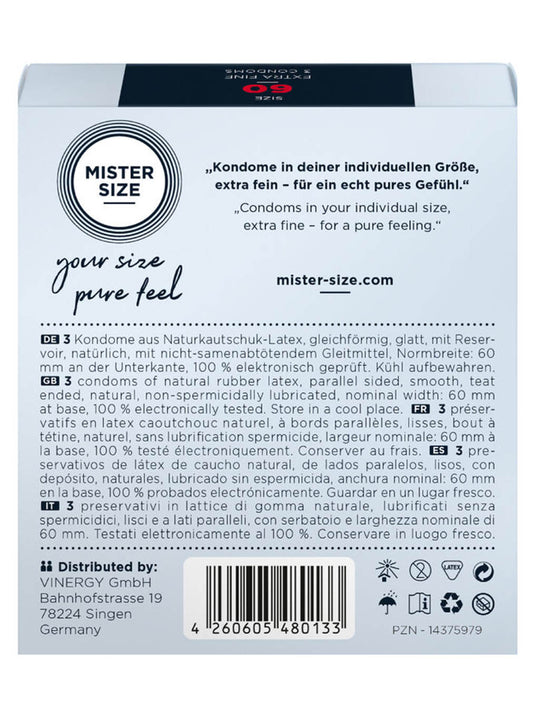 Mister Size - Preservativos 60 mm – 3 Uds