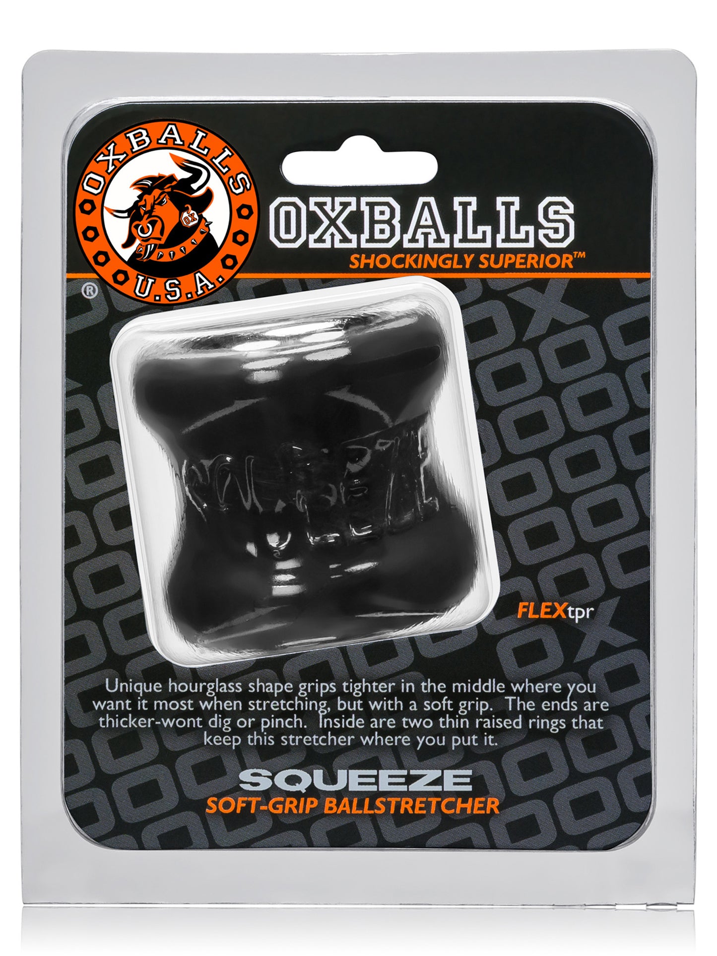OXBALLS - Squeeze - Hourglass shaped Ball Stretcher - Black