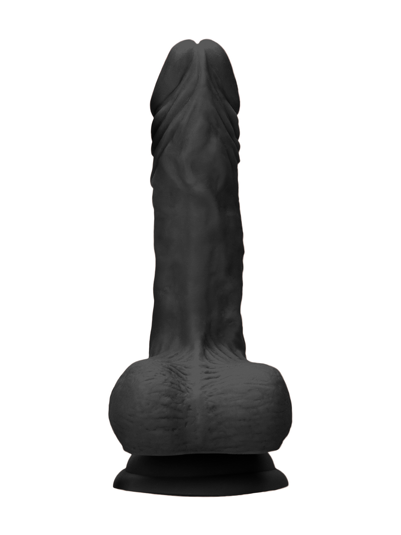 RealRock - Realistic Dong with Balls and Suction Cup Black - 10" / 25 cm
