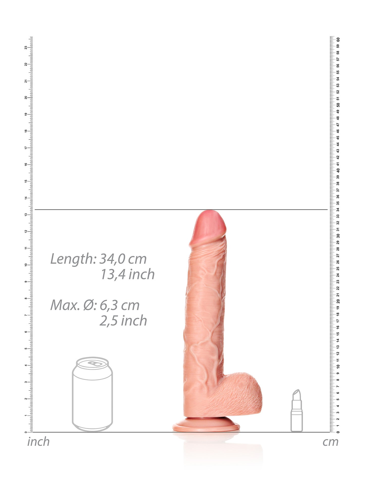 RealRock - Straight Realistic Dildo with Balls and Suction Cup Flesh 12" / 30,5 cm