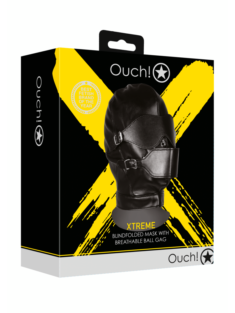 Ouch! - Blindfolded Mask with Breathable Ball Gag - Black