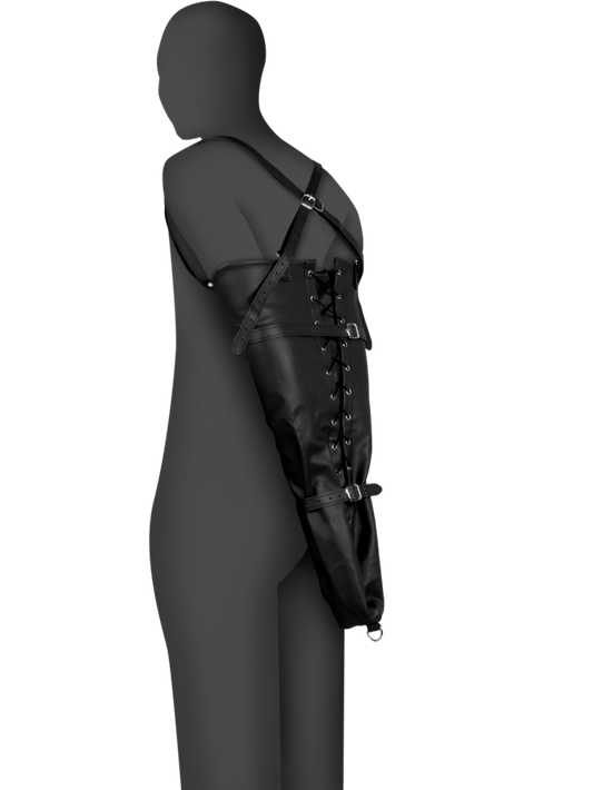 Ouch! - Lace-up Full Sleeve Arm Restraint - Black