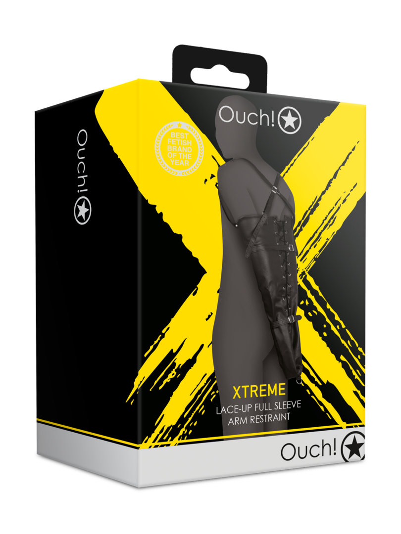 Ouch! - Lace-up Full Sleeve Arm Restraint - Black