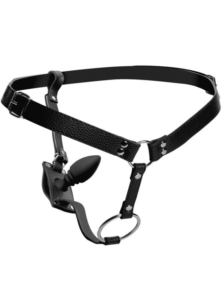 Strict - Male Cock Ring Harness with Silicone Anal Plug