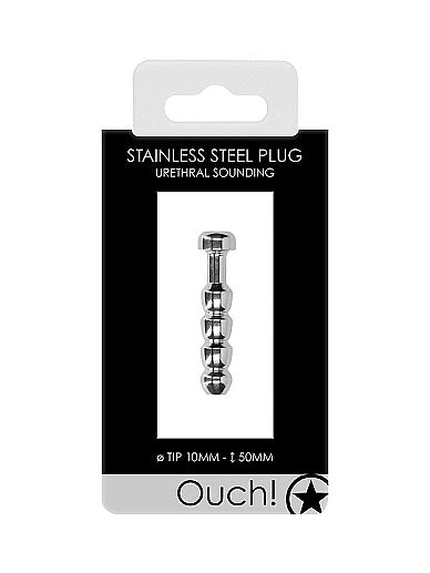 Ouch! - Ribbed Hollow Penis Plug - 0.4" / 10 mm