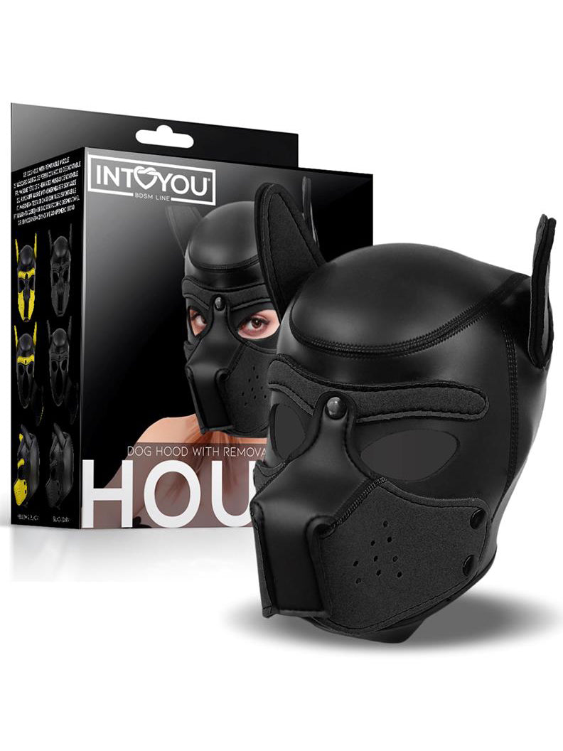 InToYou - Neoprene Dog Hood with Removable Muzzle Black