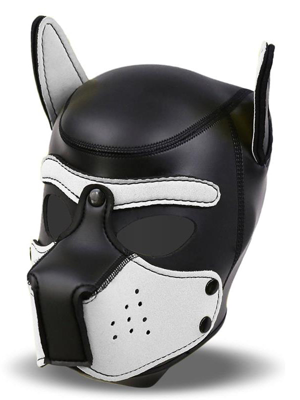 InToYou - Neoprene Dog Hood with Removable Muzzle Black / White
