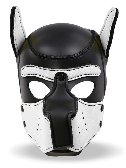 InToYou - Neoprene Dog Hood with Removable Muzzle Black / White