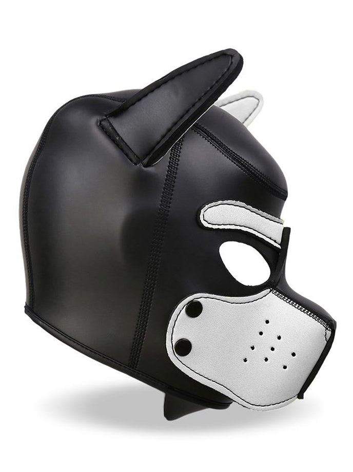 InToYou - Neoprene Dog Hood with Removable Muzzle Black / White