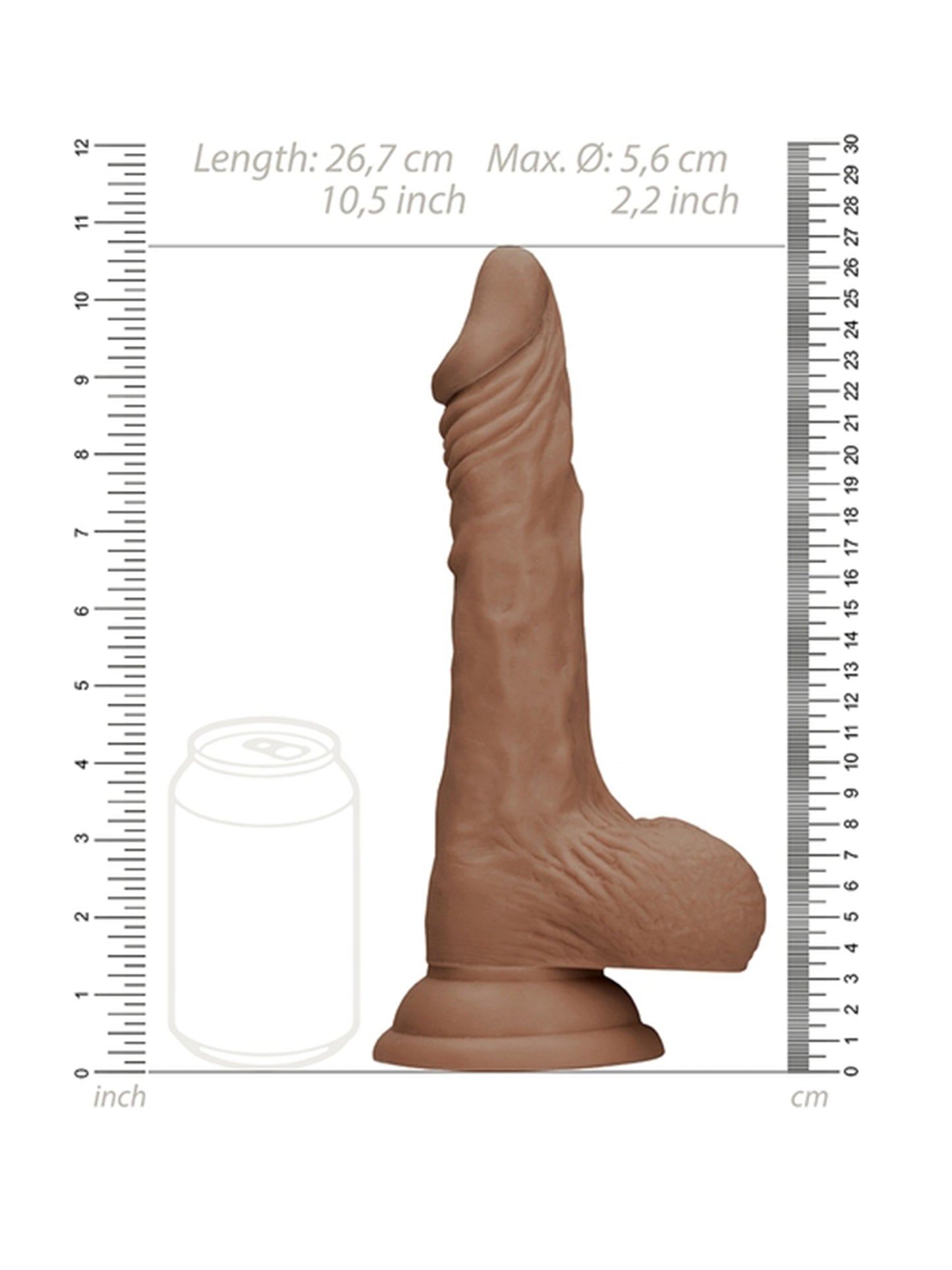 RealRock - Realistic Dong with Balls and Suction Cup Tan - 10" / 25 cm