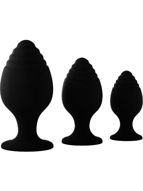 DreamToys - Fantastic grooved training set of 3 anal plugs with suction cup
