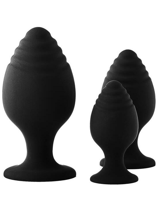 DreamToys - Fantastic grooved training set of 3 anal plugs with suction cup