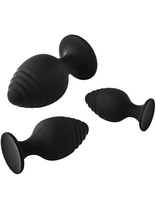 DreamToys - Fantastic grooved training set of 3 anal plugs with suction cup