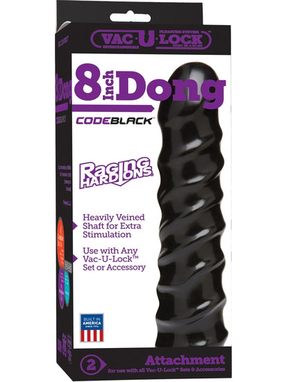 Doc Johnson - Vac-U-Lock Raging Hard-Ons Dong Black - 8 inch / 20 cm