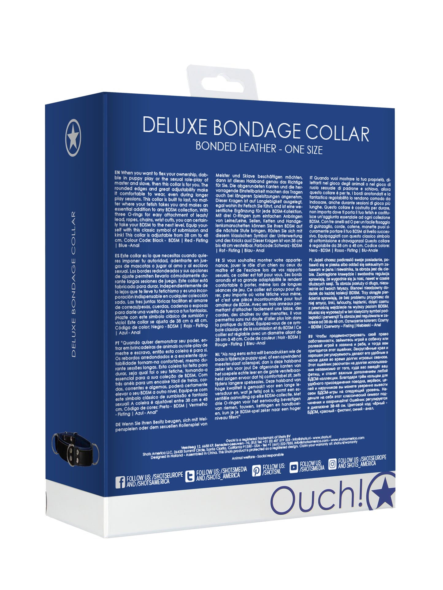 Ouch Deluxe Bondage Collar Blue