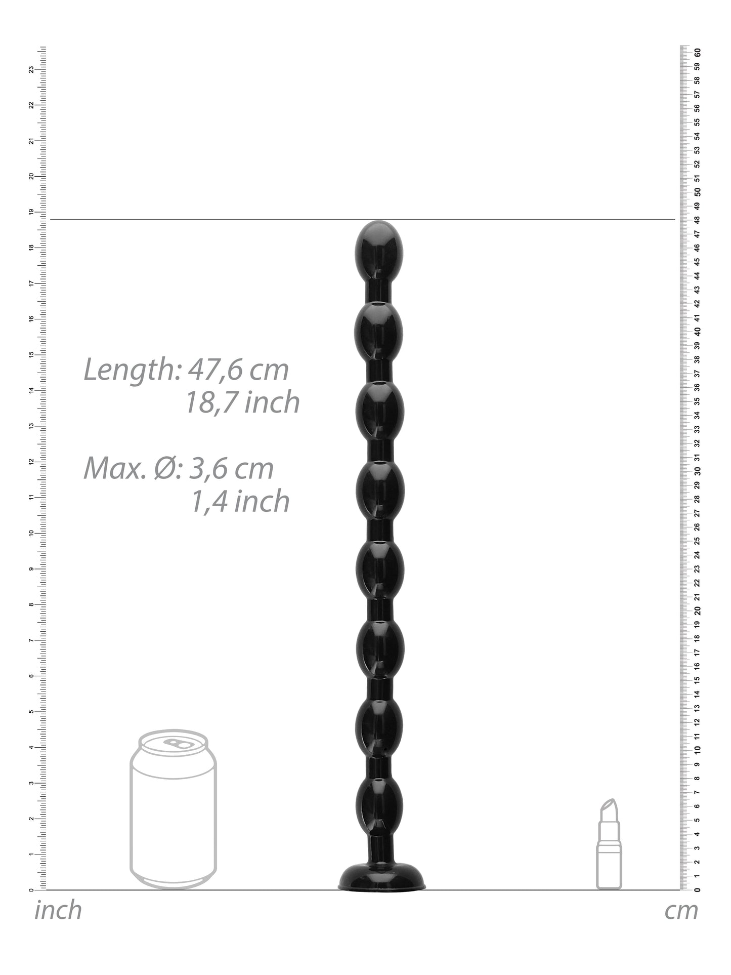 Ouch Ass Colon Snake Dildo with Beads - 19" / 48 cm