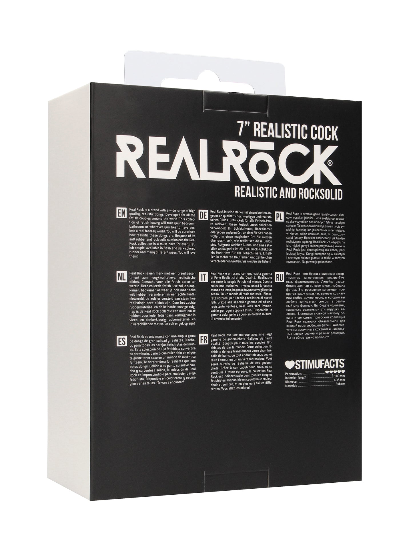 RealRock - Realistic Rubber Cock with Balls Black 7" / 18 cm