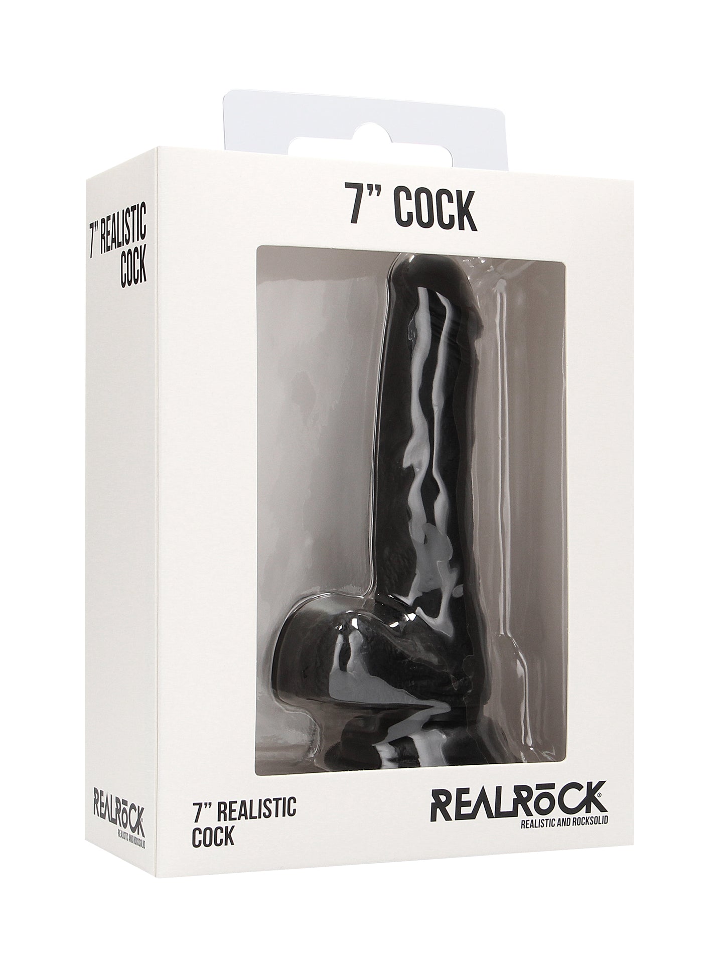 RealRock - Realistic Rubber Cock with Balls Black 7" / 18 cm