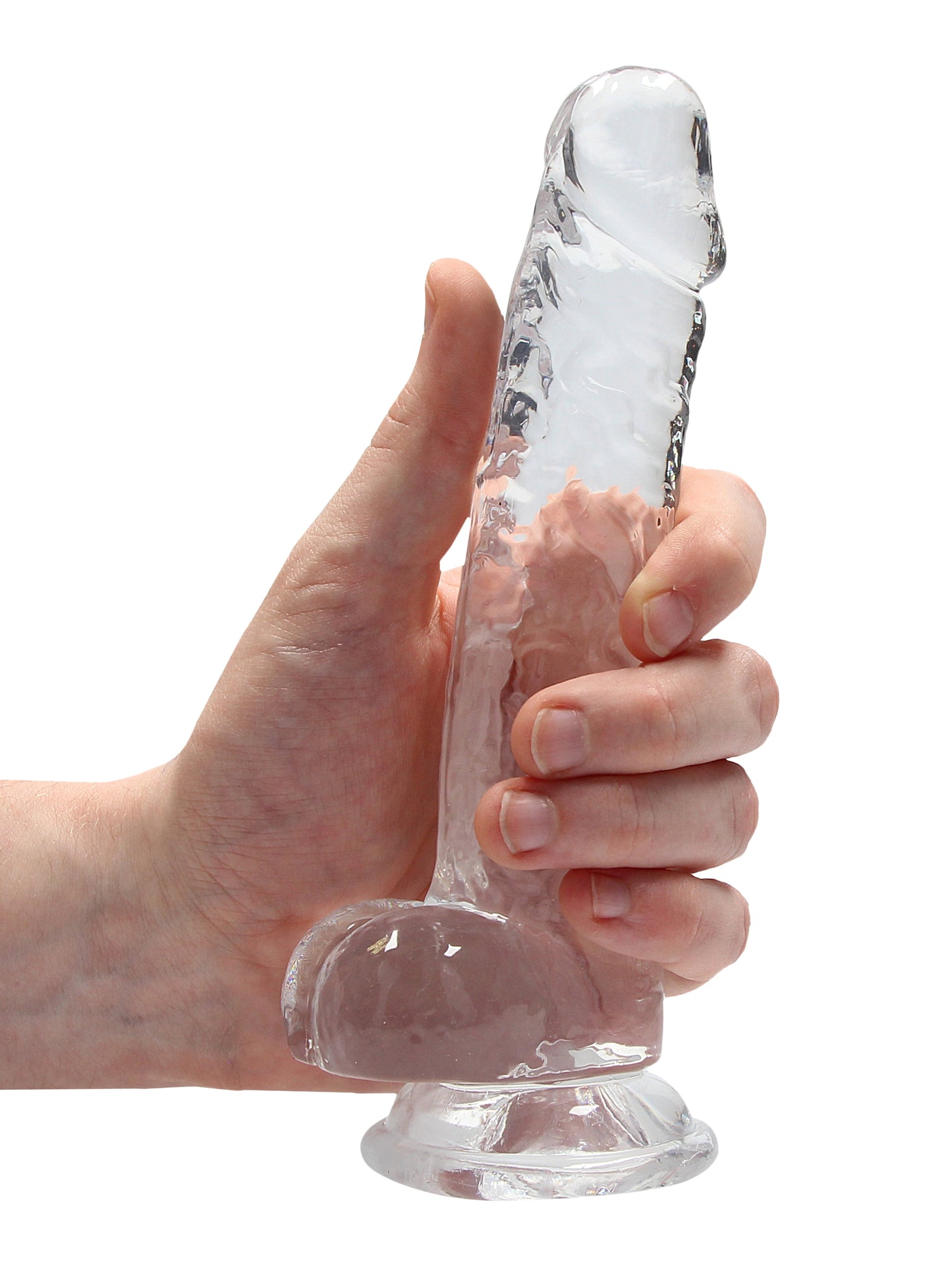RealRock - Crystal Clear Realistic Dildo with Balls and Suction Cup 9" / 22 cm