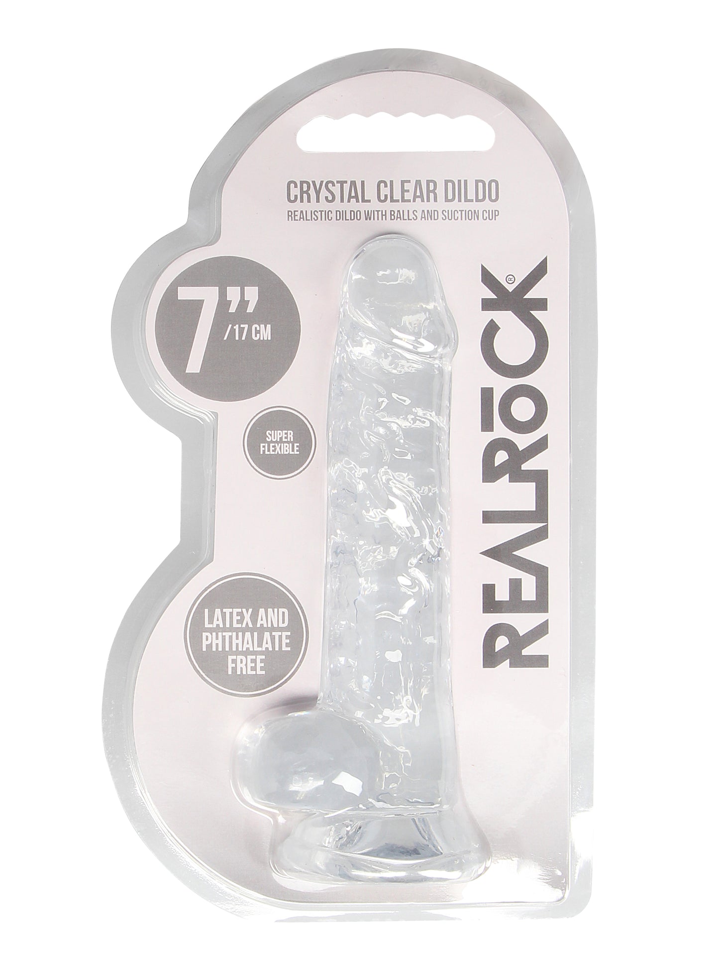 RealRock - Crystal Clear Realistic Dildo with Balls - 7" / 18 cm