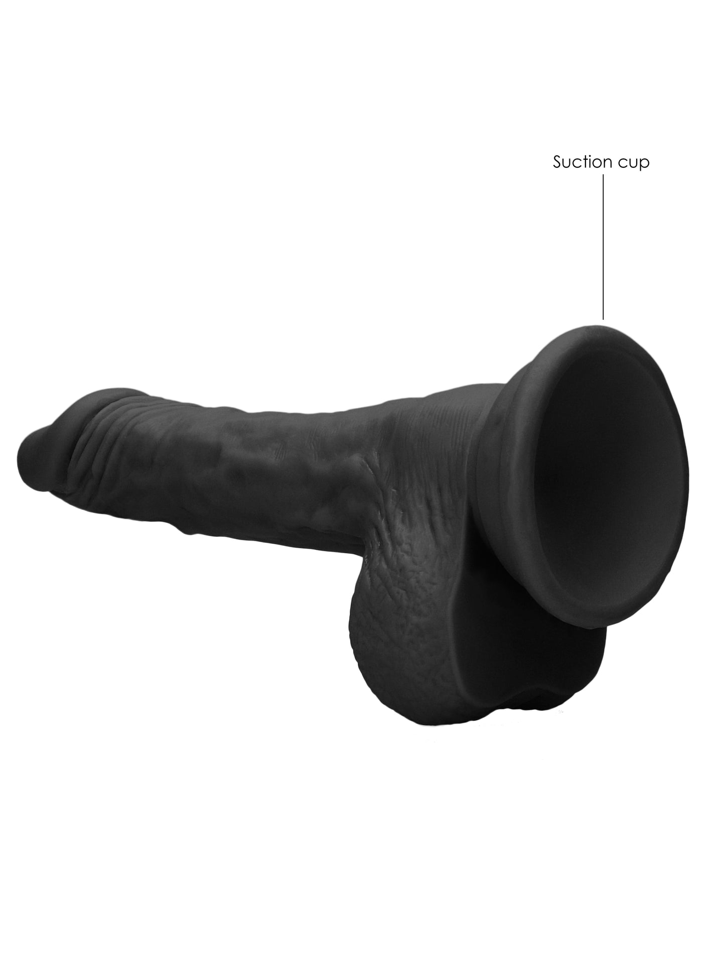 RealRock - Realistic Dong with Balls and Suction Cup Black 9" / 23 cm