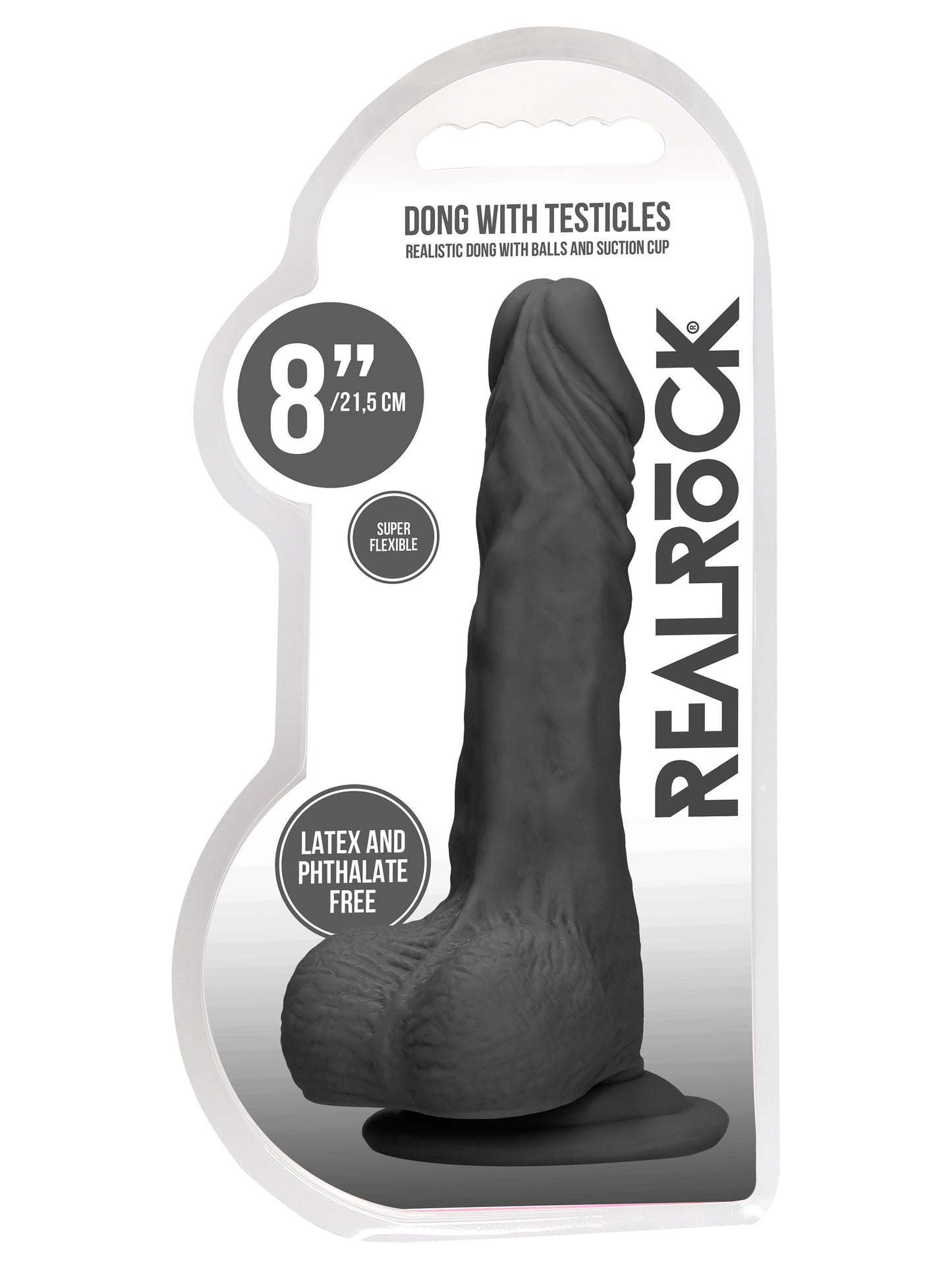 RealRock - Realistischer Penis mit Hoden und Saugnapf Schwarz 8" / 20 cm