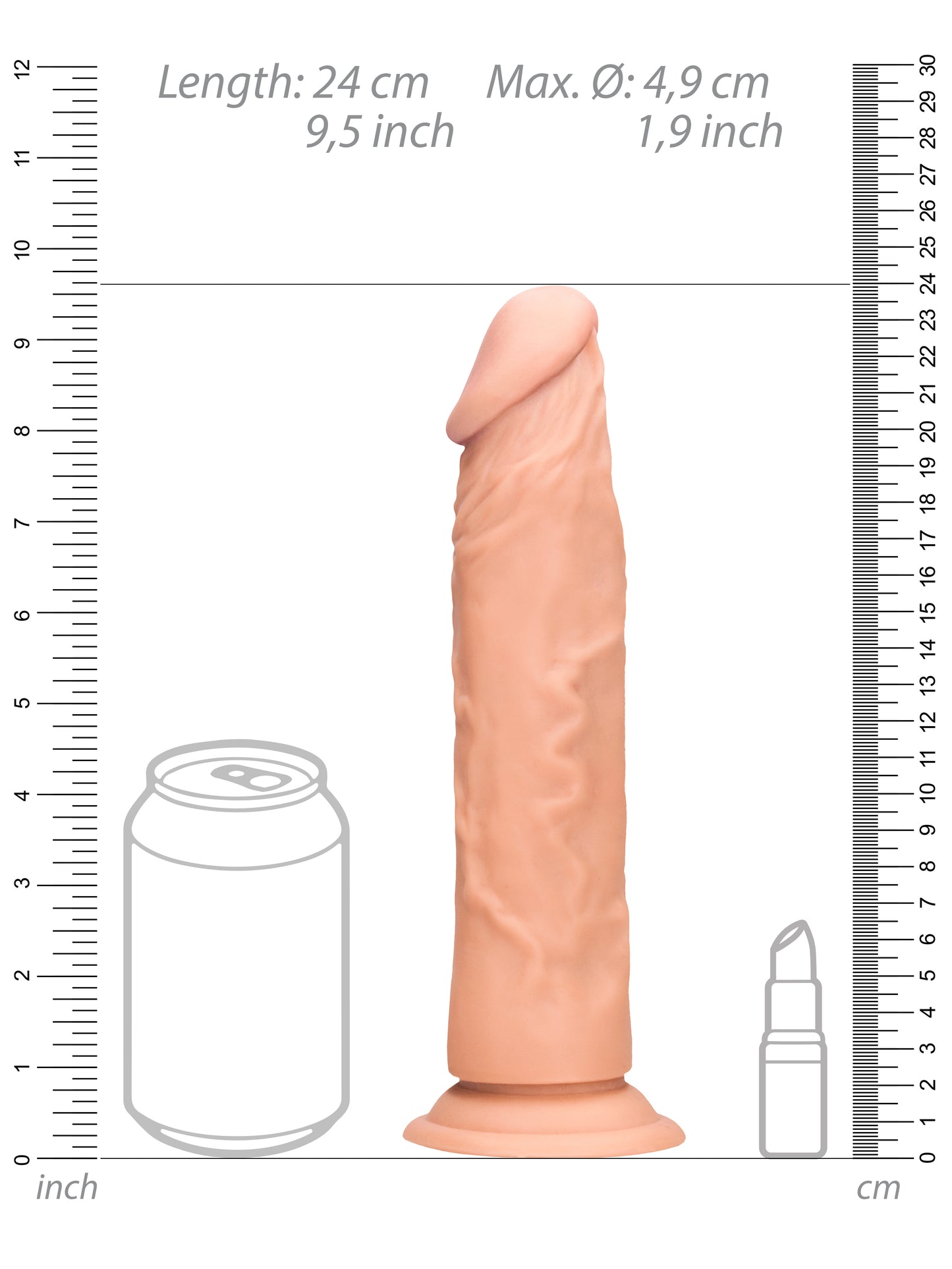 RealRock - Realistic Dong without Balls with Suction Cup Flesh 9" / 23 cm