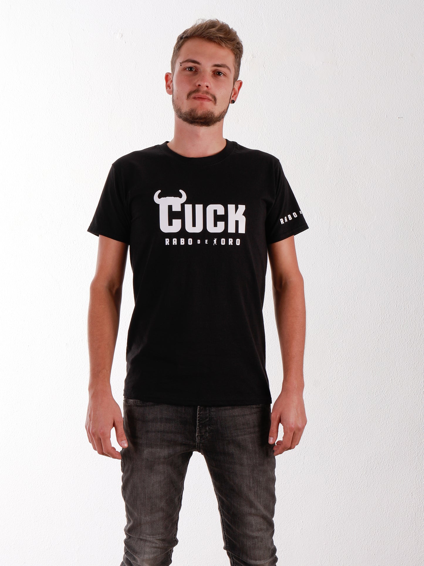 CUCK Black T-Shirt with Bull Horns detail