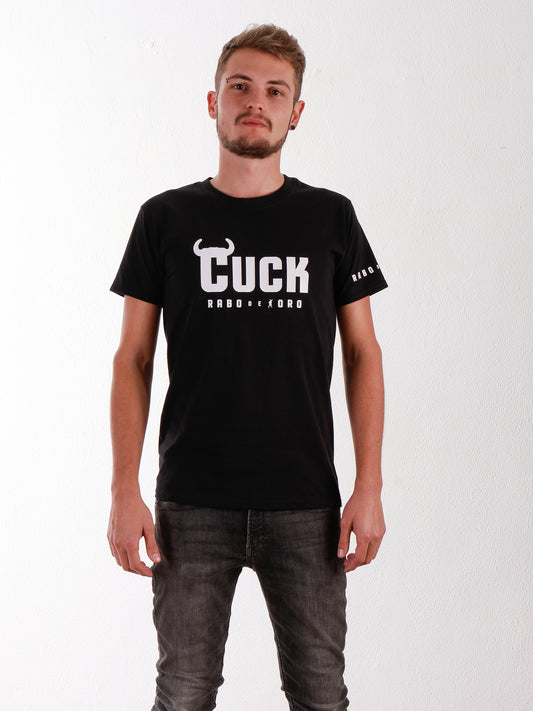 CUCK Black T-Shirt with Bull Horns detail