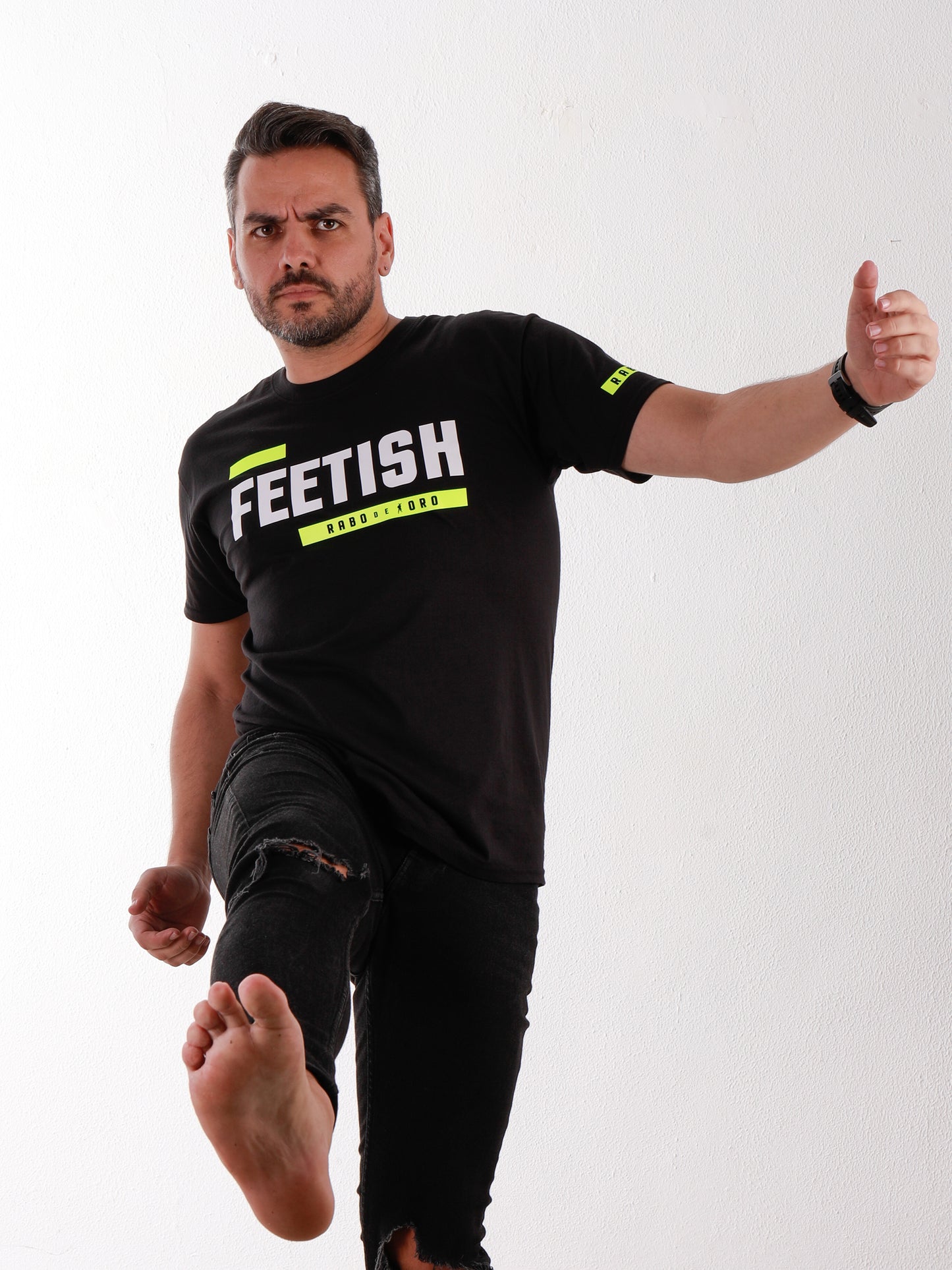 FEETISH Black T-Shirt with BDSM Hanky Code details