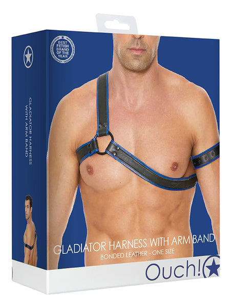 PU Leather Gladiator Harness - One Size - Blue