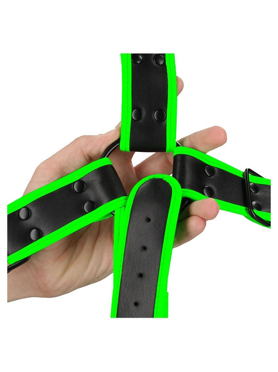 Ouch - Cross Harness Glow in the Dark - Neon Green/Black