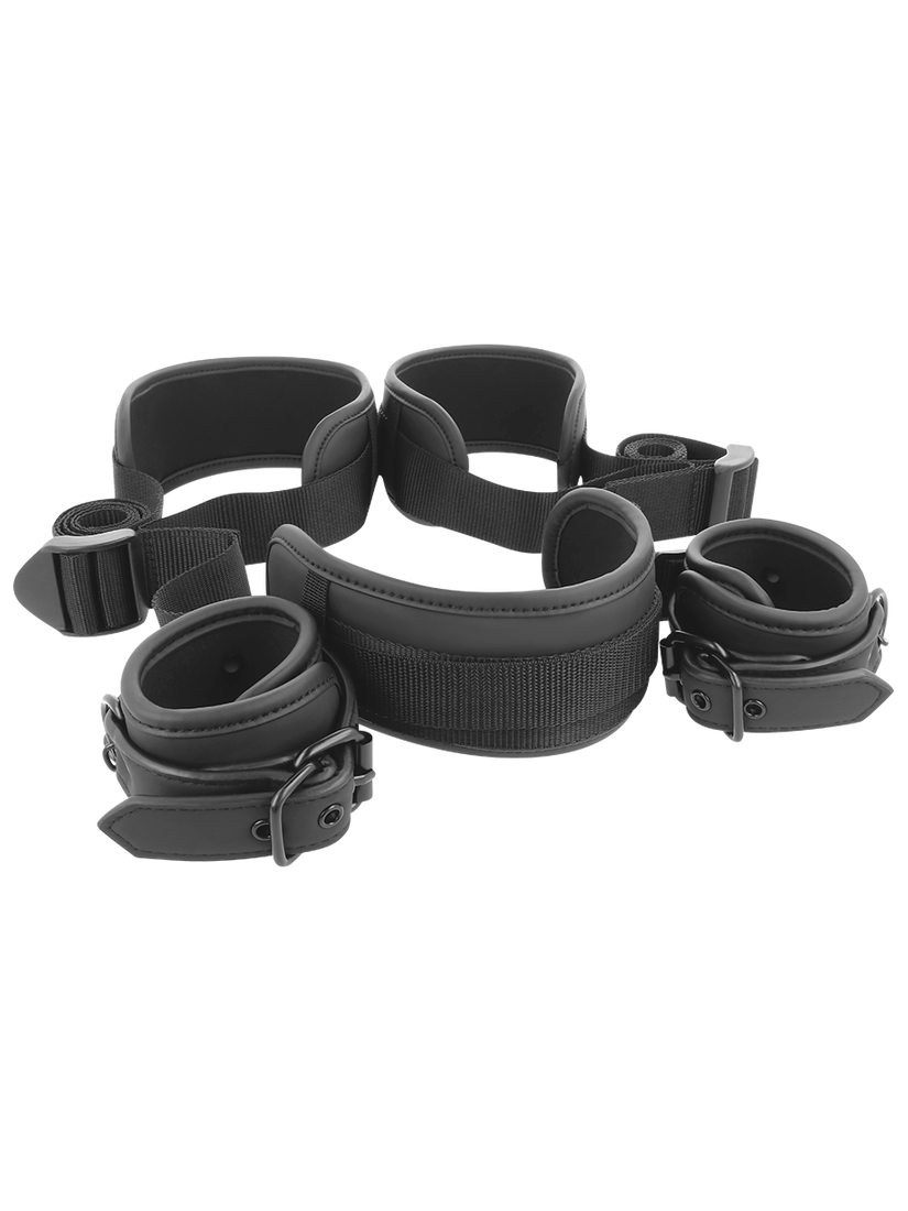 Fetish Submissive Neck to Leg Set with 4 Cuffs