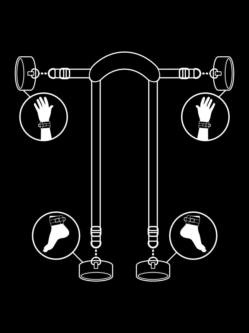 Fetish Submissive Neck to Leg Set with 4 Cuffs