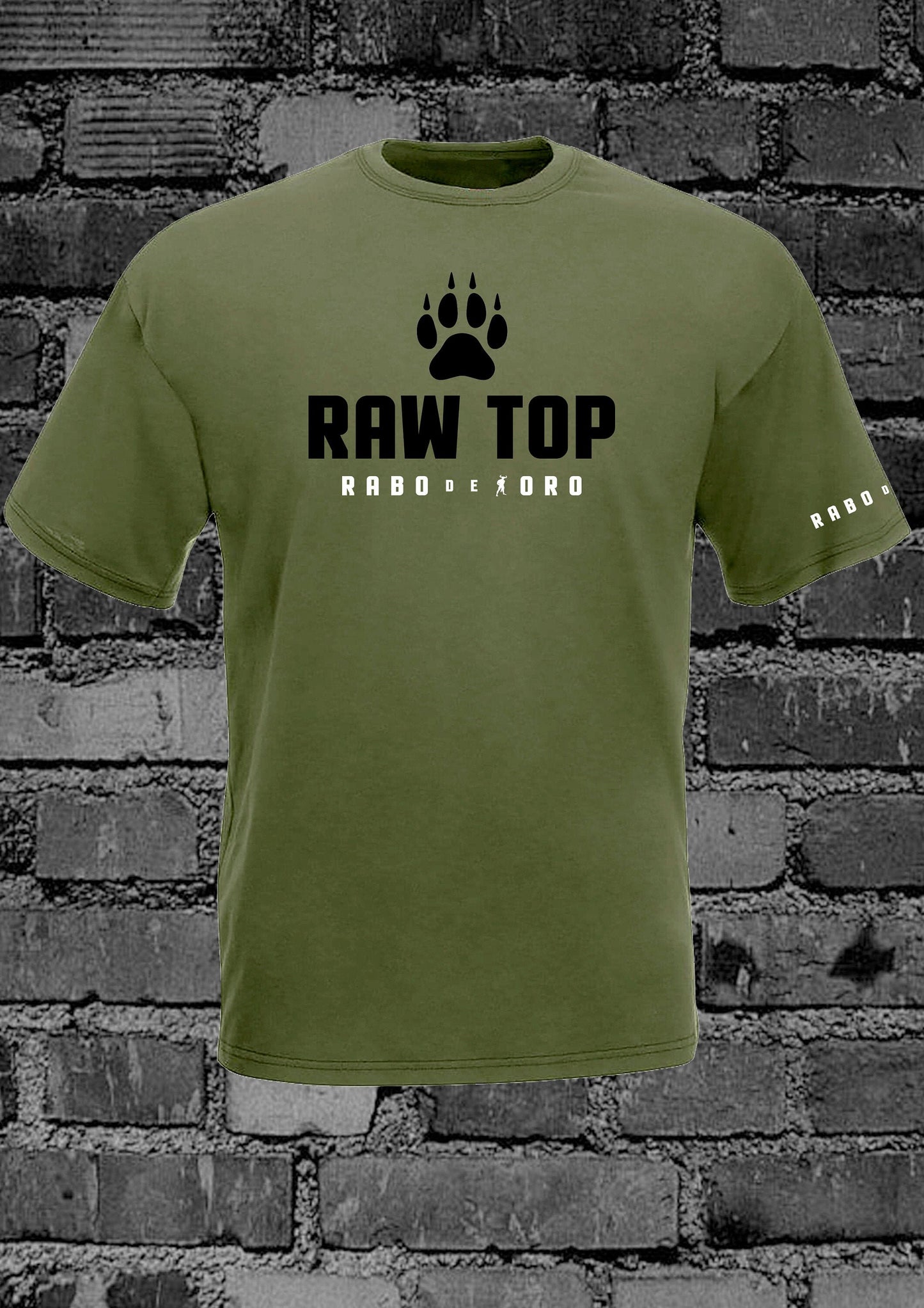 RAW TOP Olive T-Shirt with Wolf Paw detail