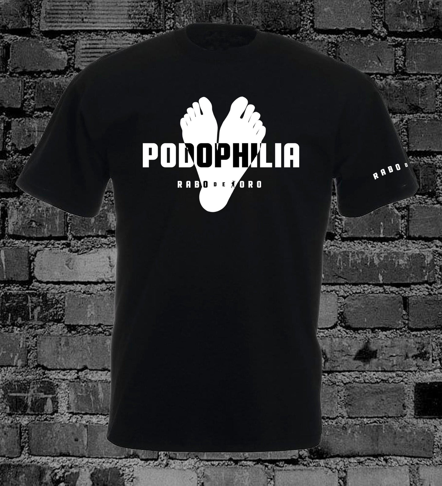 PODOPHILIA Black T-Shirt with Feet design