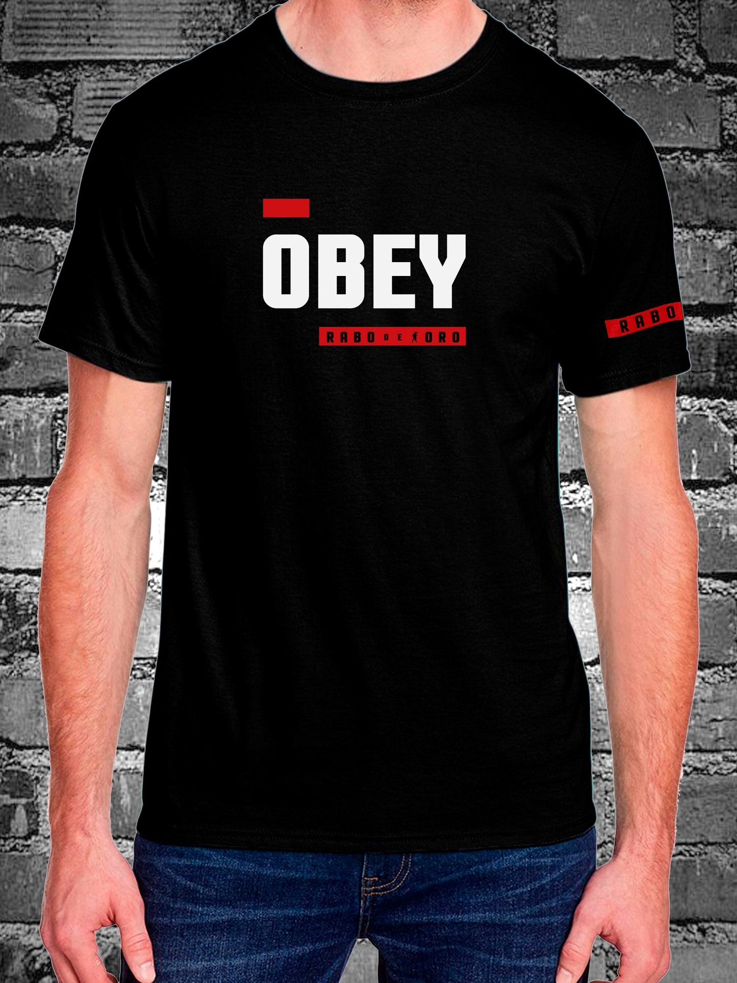 OBEY Black T-Shirt with BDSM Hanky Code details