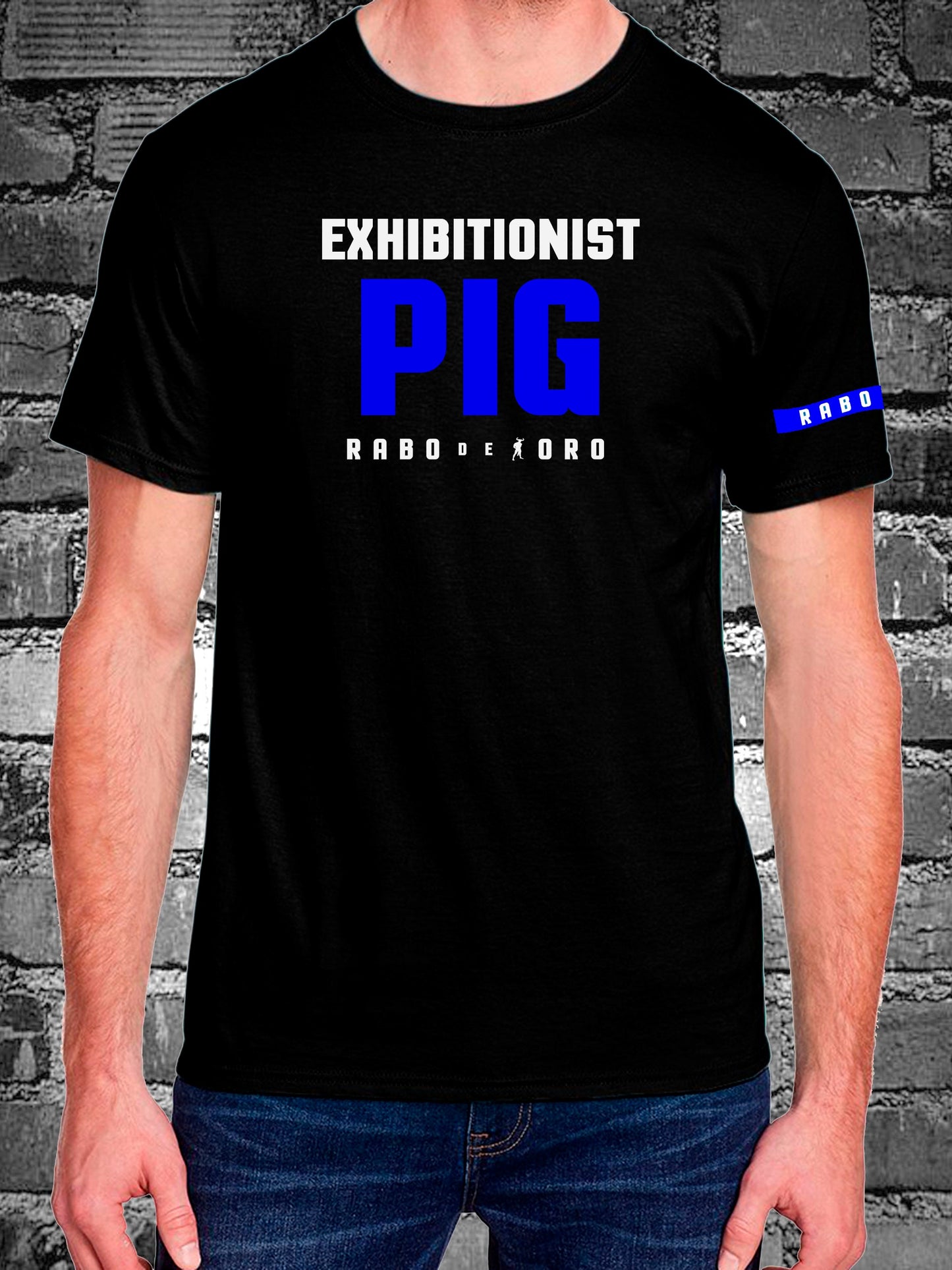EXHIBITIONIST PIG Black T-Shirt with BDSM Hanky Code details