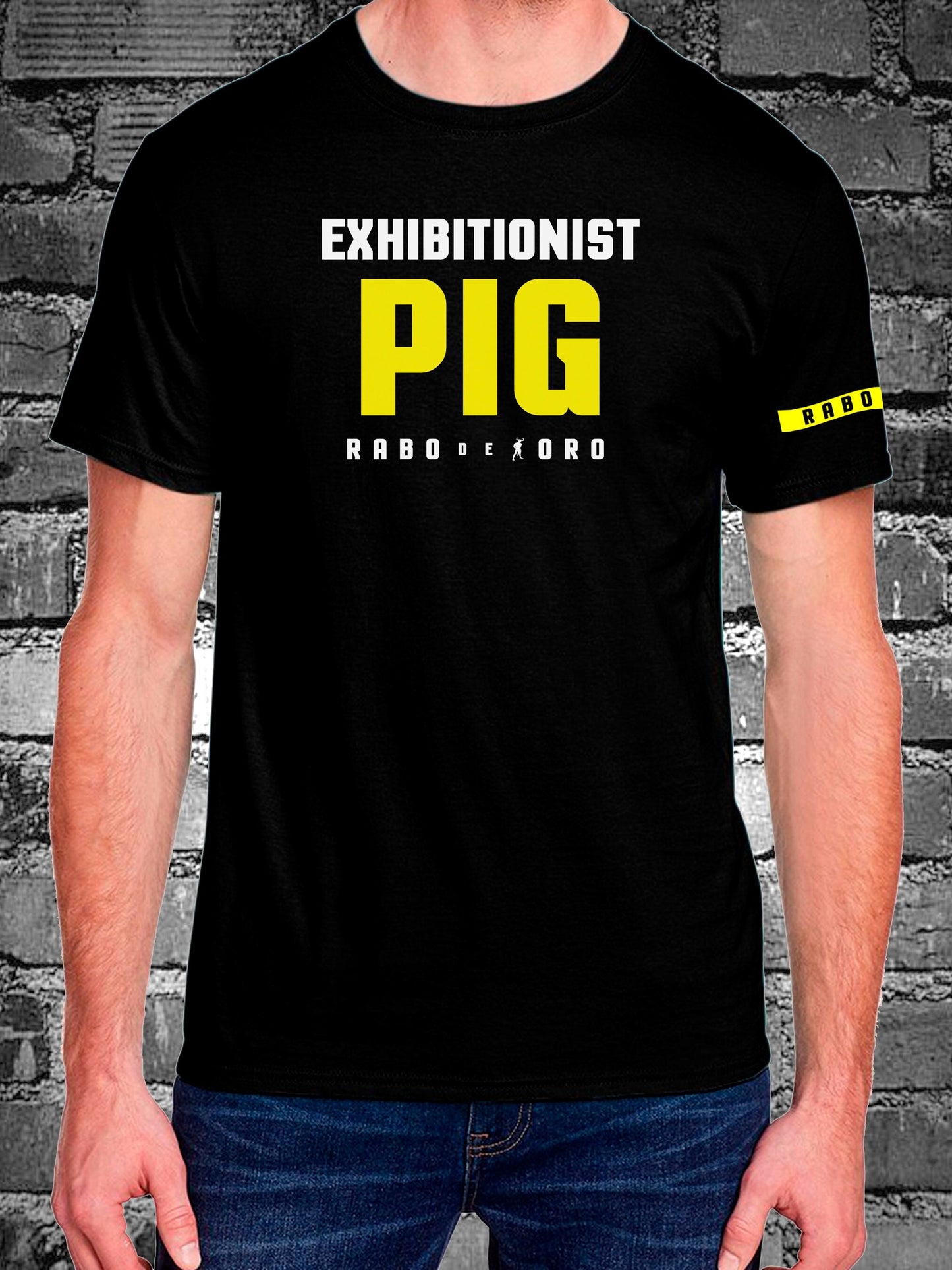 EXHIBITIONIST PIG Black T-Shirt with BDSM Hanky Code details