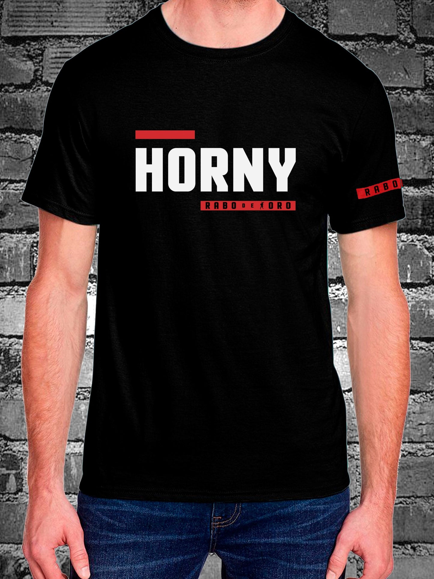 HORNY Black T-Shirt with BDSM Hanky Code details