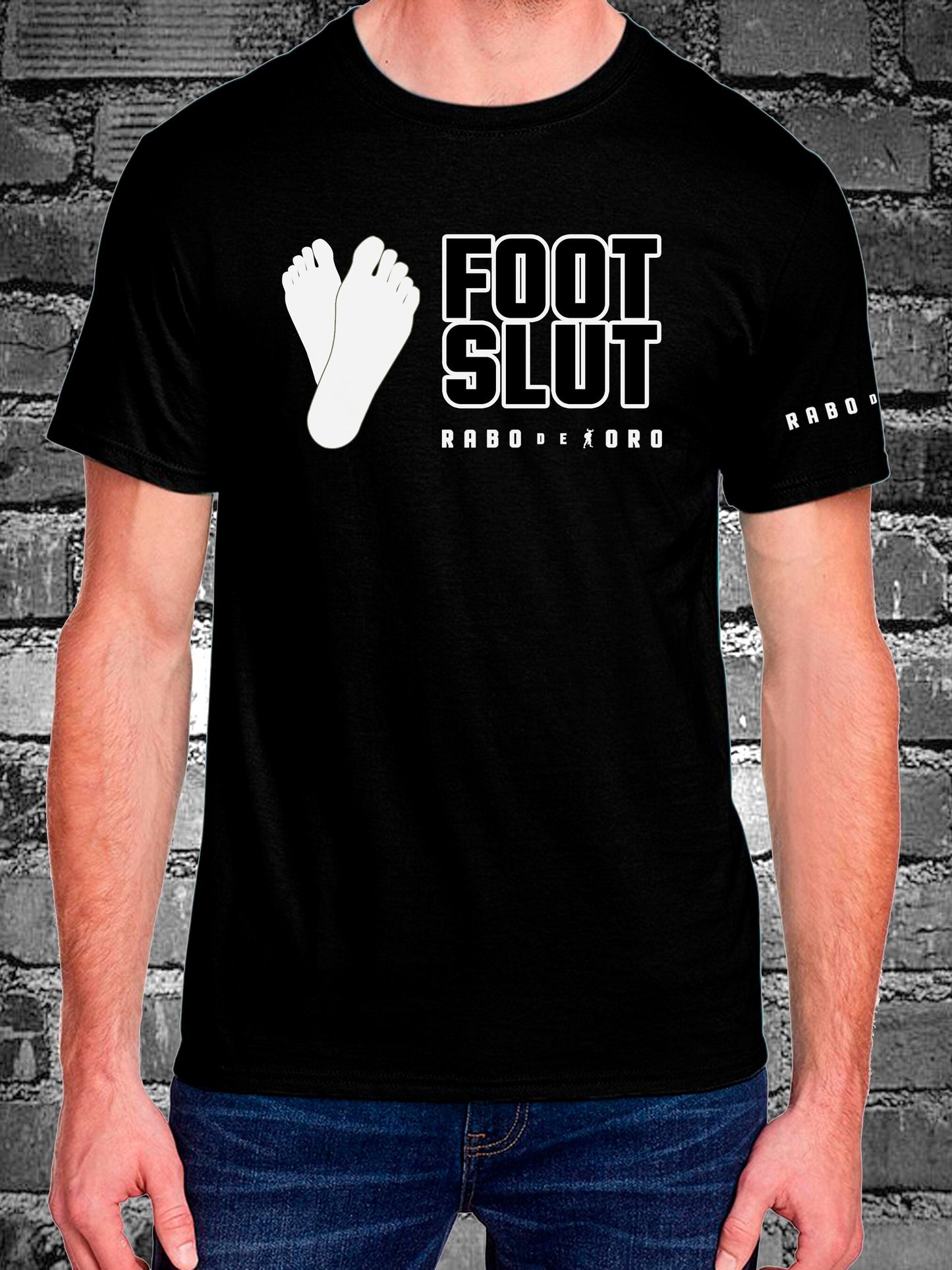 FOOT SLUT Black T-Shirt with Feet design