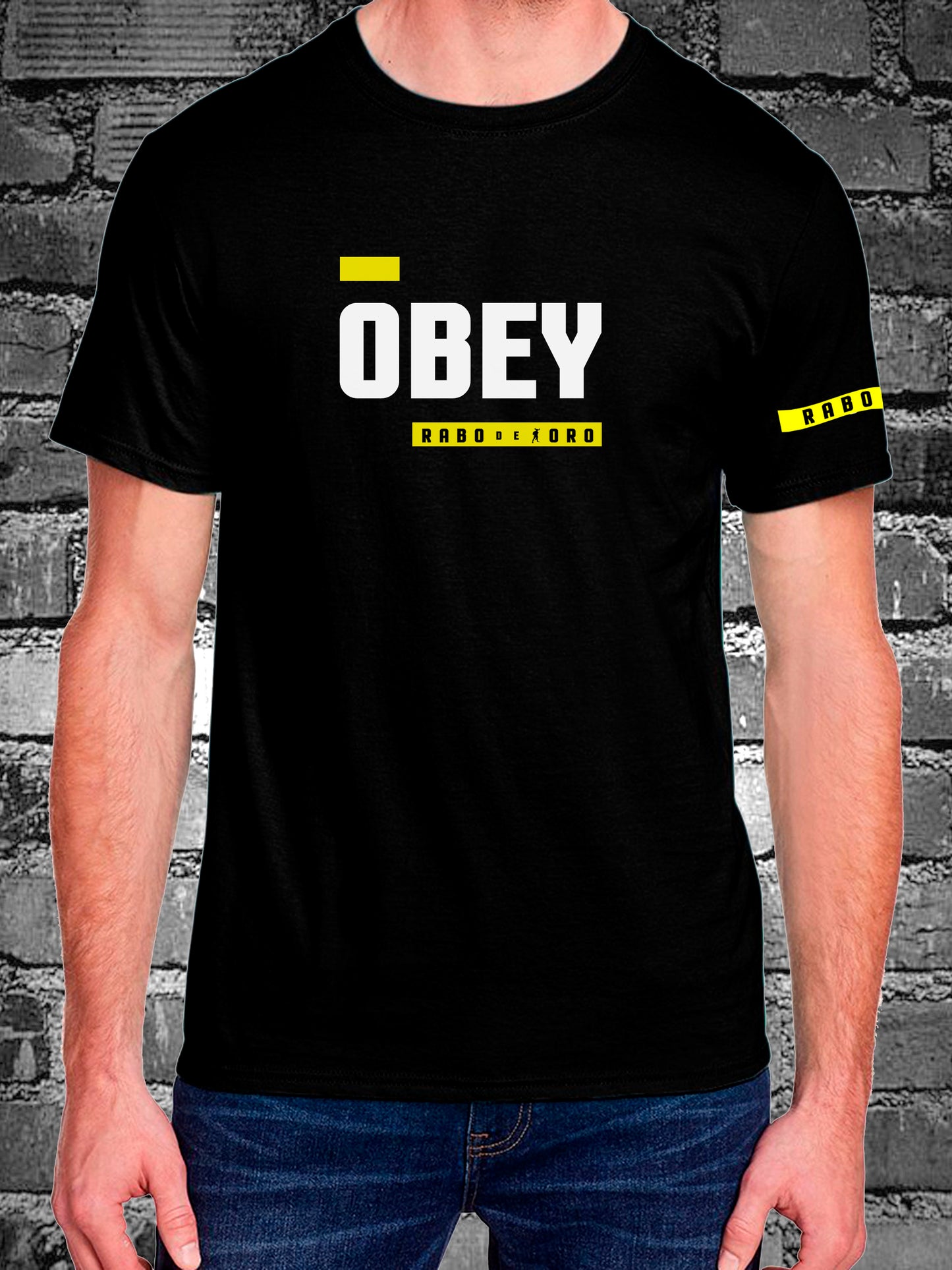OBEY Black T-Shirt with BDSM Hanky Code details