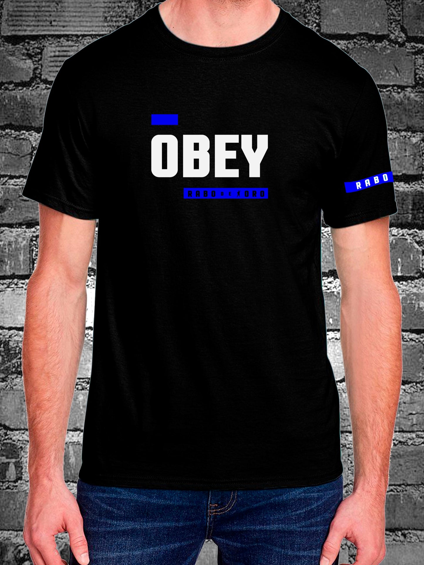 OBEY Black T-Shirt with BDSM Hanky Code details