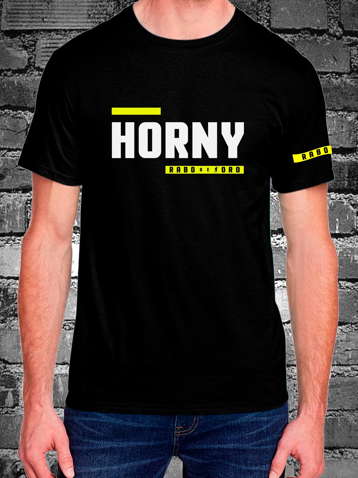 HORNY Black T-Shirt with BDSM Hanky Code details