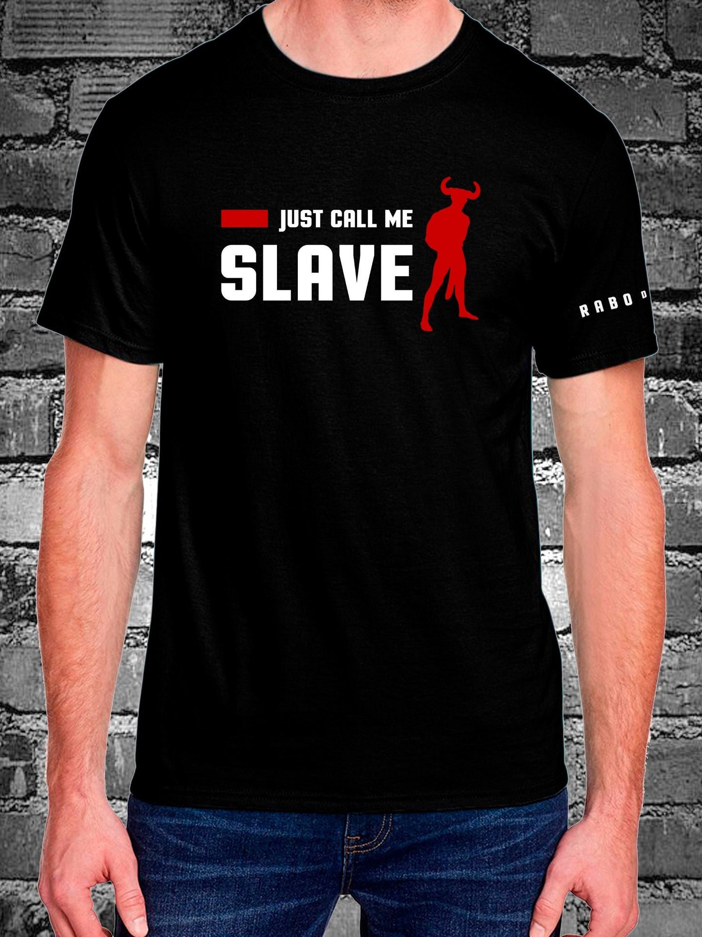 JUST CALL ME SLAVE - Black T-Shirt with Minotaur detail