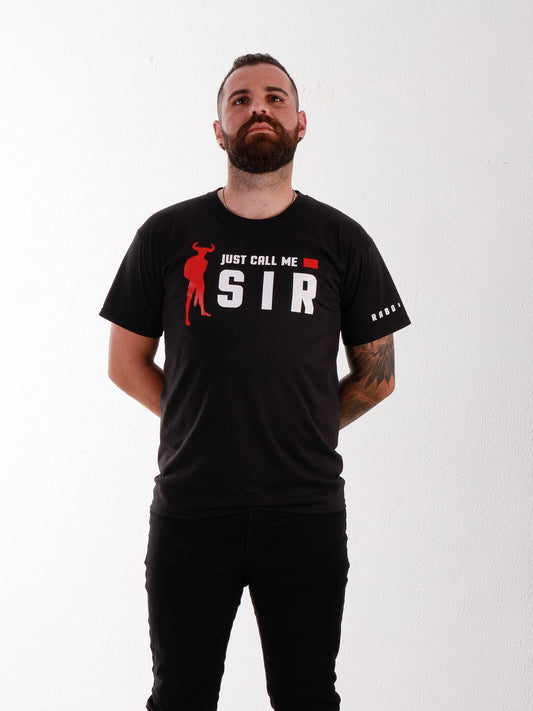 JUST CALL ME SIR - Black T-Shirt with Horny Minotaur detail